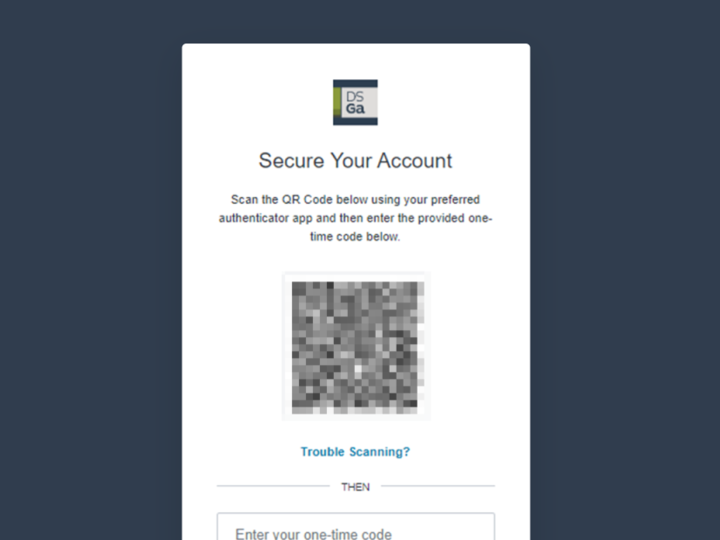 Screenshot with the text "Secure Your Account" and a blurred QR code.